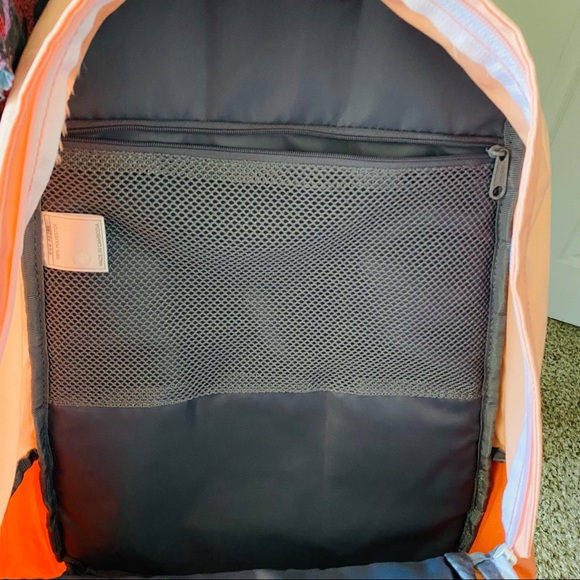 Adidas Orange Front White Logo Detail Adjustable Strap Zip Up Closure Backpack - Picture 11 of 13